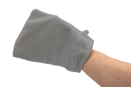 Frotte glove washcloth with hanging loop, 100% CO / 450gsm, light grey