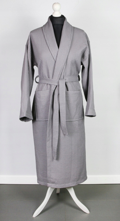 SZLAFROK HOTELOWY GRUBY SPA WAFFLE SZLAFROK DAMSKI DŁUGI MIĘKKI SZARY 290gsm L