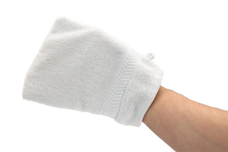 Frotte glove washcloth with hanging loop, 100% CO / 450gsm, white