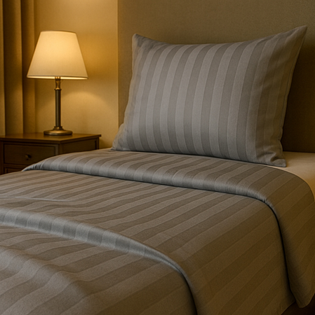 Biancheria da letto MARI GREY, righe 2cm / 100% CO 140x200