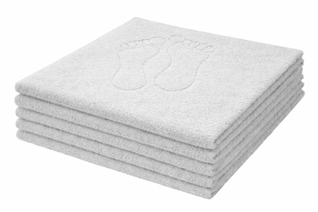 KOMPLET 5 X DYWANIK JASNY SZARY HOTELOWY ŁAZIENKOWY STOPKI RĘCZNIK DO STÓP 50x35 650 G